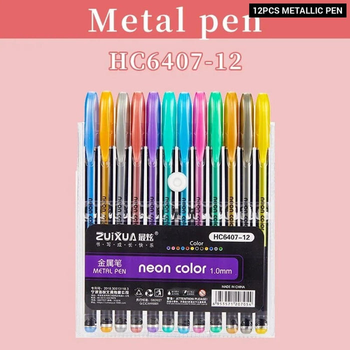 12pcs Metallic Glitter Highlighter Pastel Pens For School