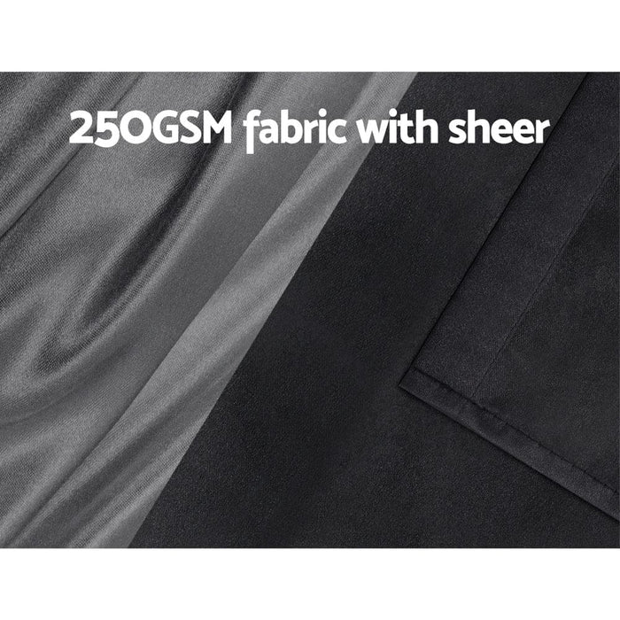 Goslash Picks 2x 132x304cm Blockout Sheer Curtains Black