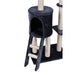 138cm Cat Scratching Post Tree House Tower With Ladder-grey