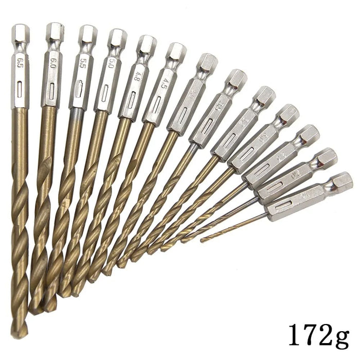 13pc Titanium Plated Fried Dough Twists Drill Set 1.5 6.5mm