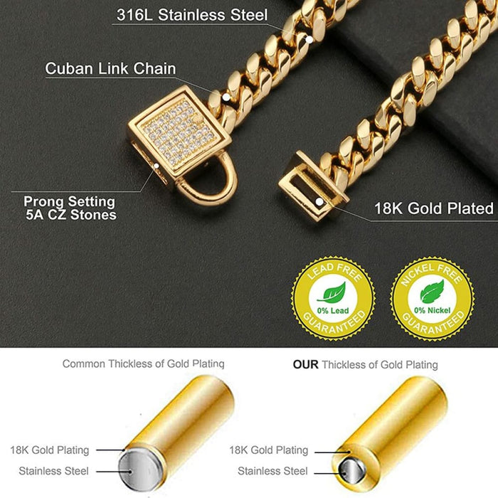 14mm Gold Heavy Duty Safe Comfortable Stainless Steel