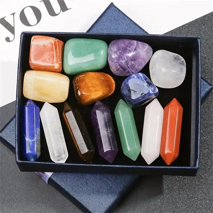 14pcs Pointed Quartz Crystal Chakra Healing Stones