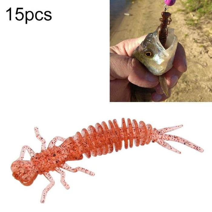 15 Piece 8 Colour Soft Silicone Larvae Bait 100mm Size