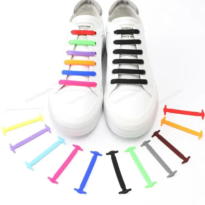 16pcs Silicone No Tie Elastic Sneakers Shoe Laces For Kids