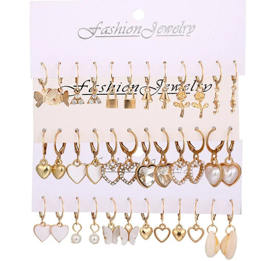 18 Pair Diamond Encrusted Earring Set For Women