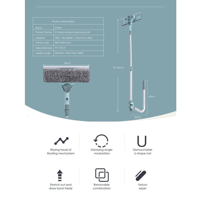 180 Rotatable Microfiber Extendable Glass Wiper Scrubber
