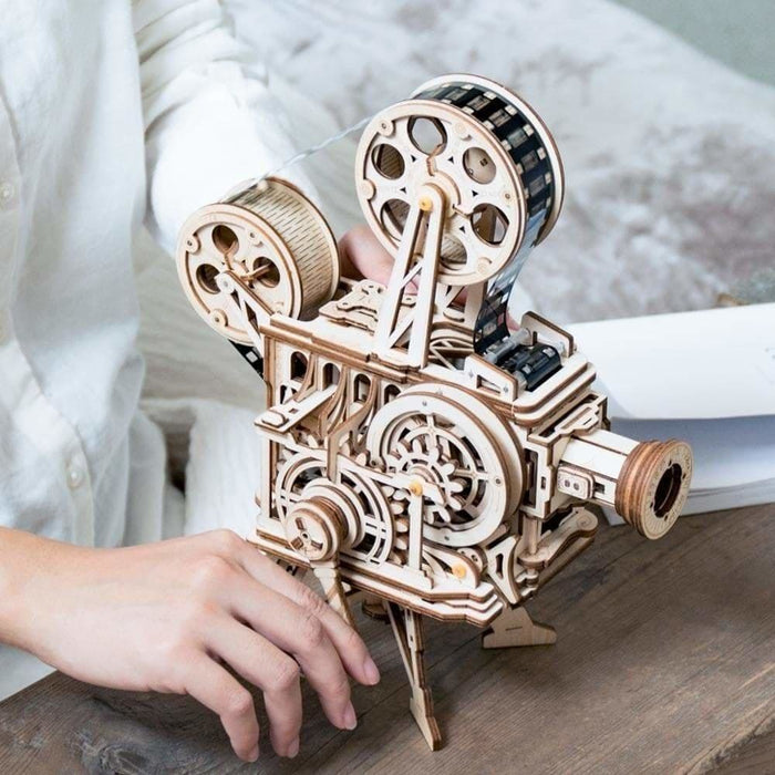 183pcs Retro Diy 3d Hand Crank Film Projector Wooden Model