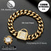 19mm Gold Cuban Zirconia Buckle Bling Pet Collar For Small