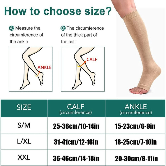 1pair Unisex Open Toe Calf Zipper Compression Stockings