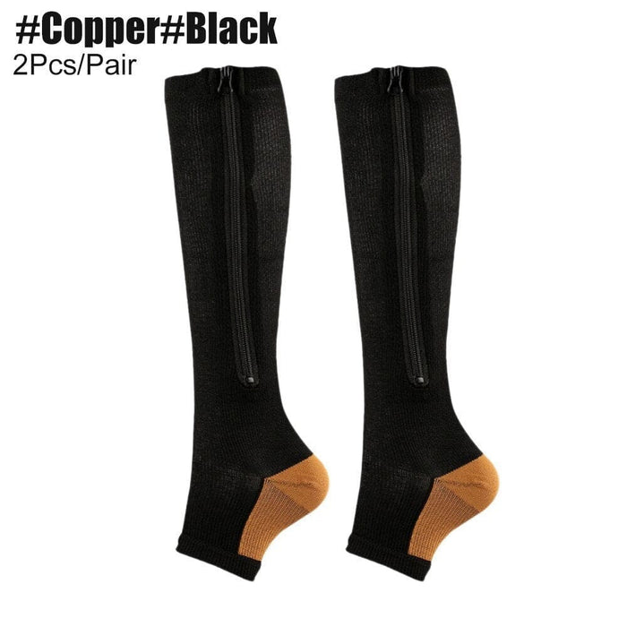 1pair Unisex Open Toe Calf Zipper Compression Stockings