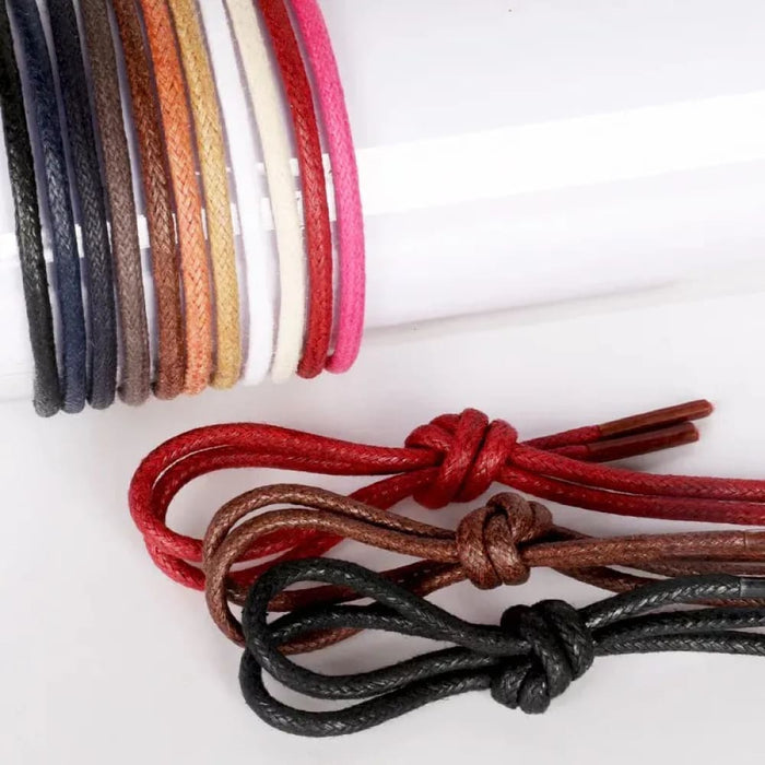 1pair Waxed Cotton Round Leather Waterproof Shoe Laces