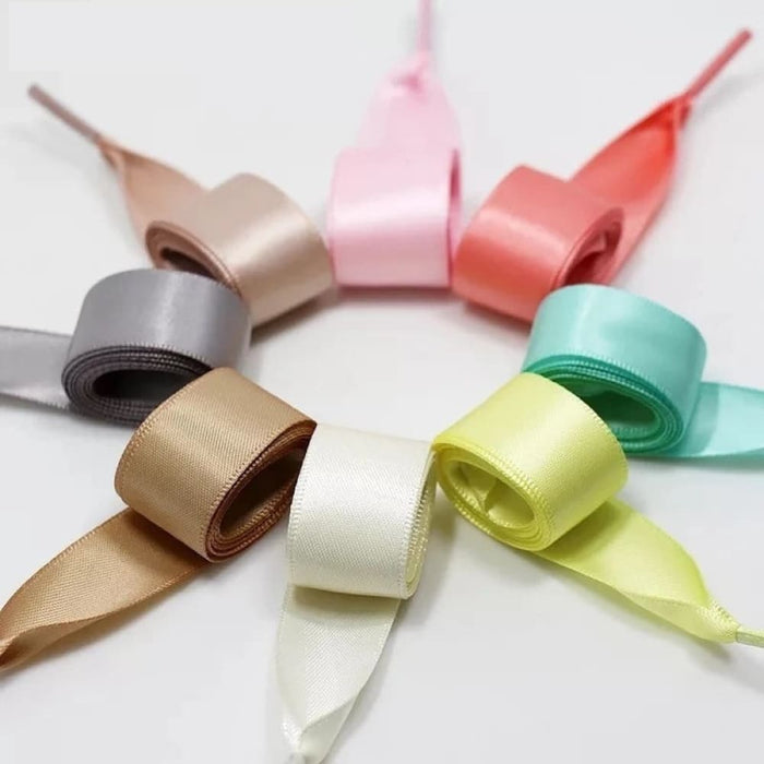 1pair 2cm Width Satin Flat Silk Ribbon19 Colours Shoe Laces