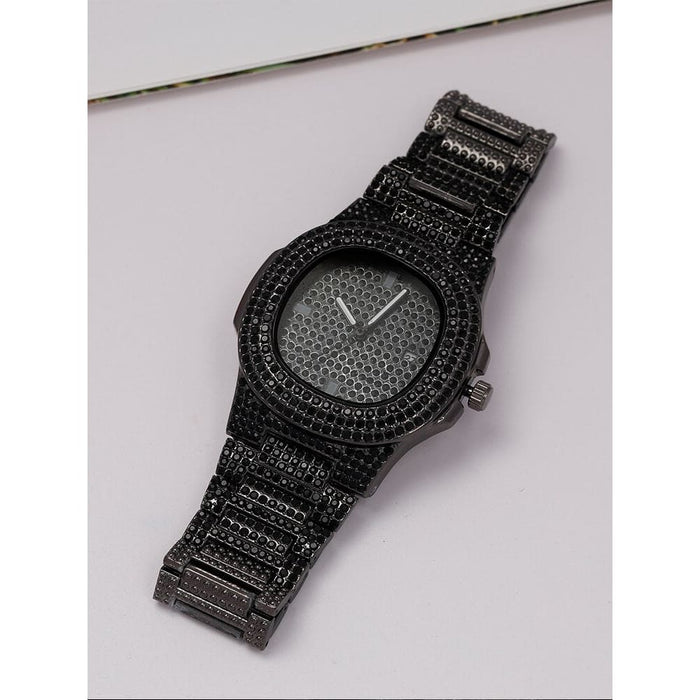 1pcs Fashion Business Calendar Men’s Full Diamond Black