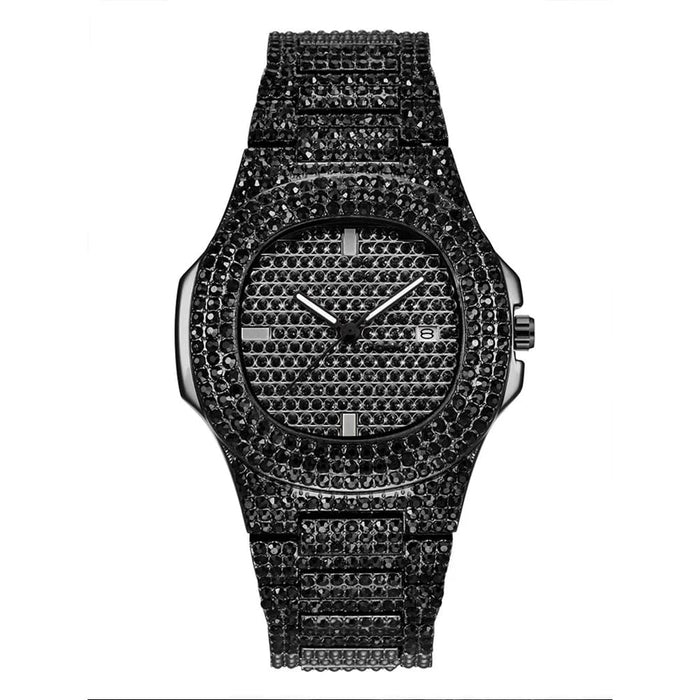 1pcs Fashion Business Calendar Men’s Full Diamond Black