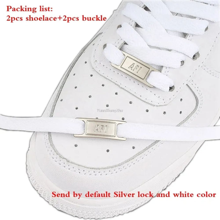 1set Af1 Buckle Original White Black Flat Shoe Laces