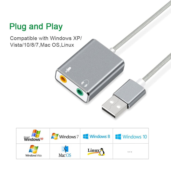 2 In 1 Usb Audio Adapter With Sound Card