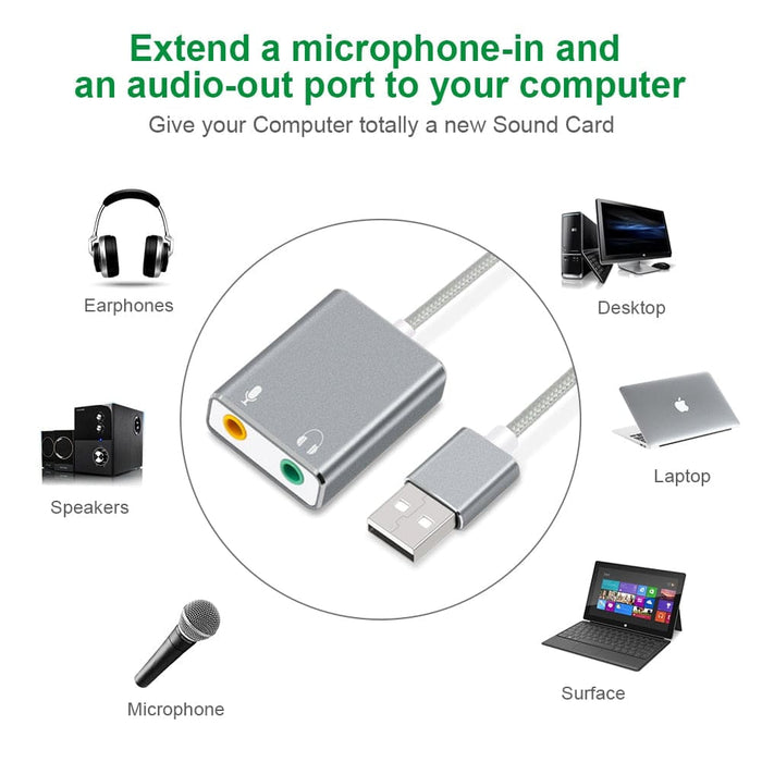 2 In 1 Usb Audio Adapter With Sound Card