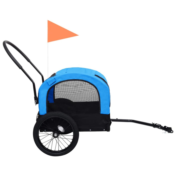 2-in-1 Pet Bike Trailer And Jogging Stroller Blue Black