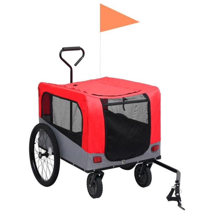 2-in-1 Pet Bike Trailer And Jogging Stroller Red Grey Kxaab