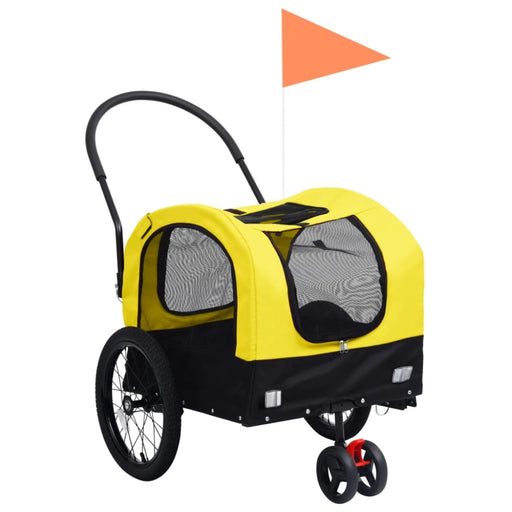 2-in-1 Pet Bike Trailer And Jogging Stroller Yellow Black