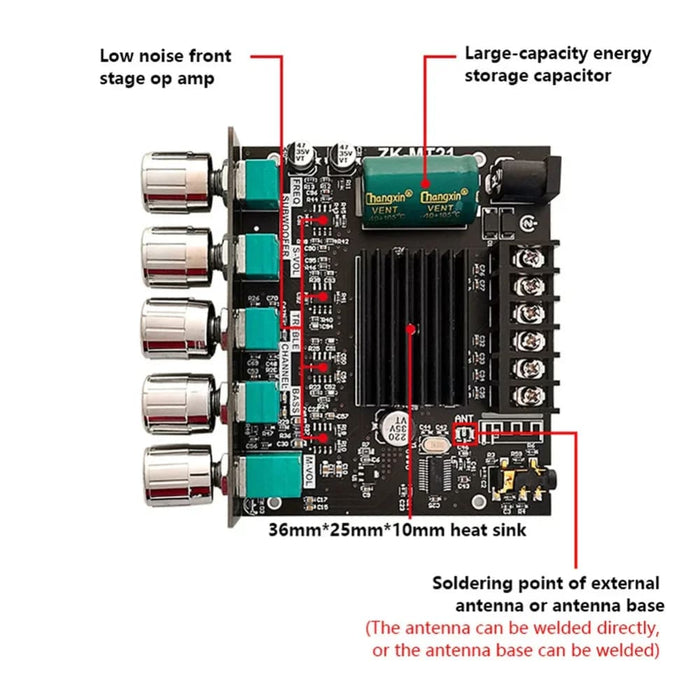 2.1 Channel Subwoofer Amplifier Board With Bluetooth