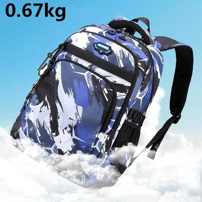 2 In 1 Lightweight Mens Backpack With Chest Bag Blue