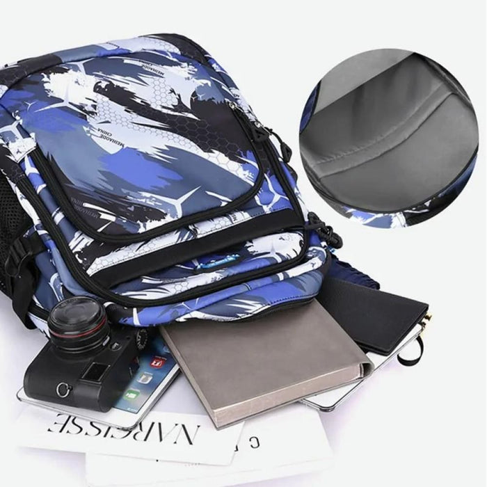 2 In 1 Lightweight Mens Backpack With Chest Bag Blue