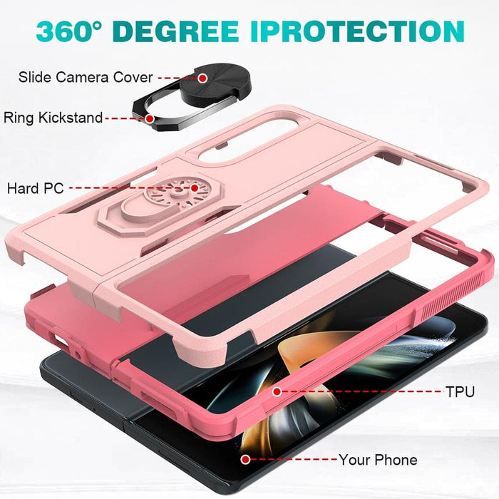 2 In 1 Pc Tpu Shockproof Case With Ring For Galaxy z Fold 4