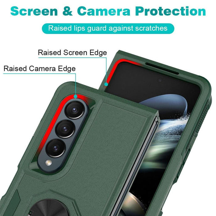 2 In 1 Pc Tpu Shockproof Case With Ring For Galaxy z Fold 4