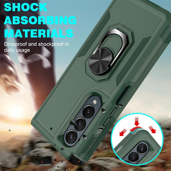 2 In 1 Pc Tpu Shockproof Case With Ring For Galaxy z Fold 4