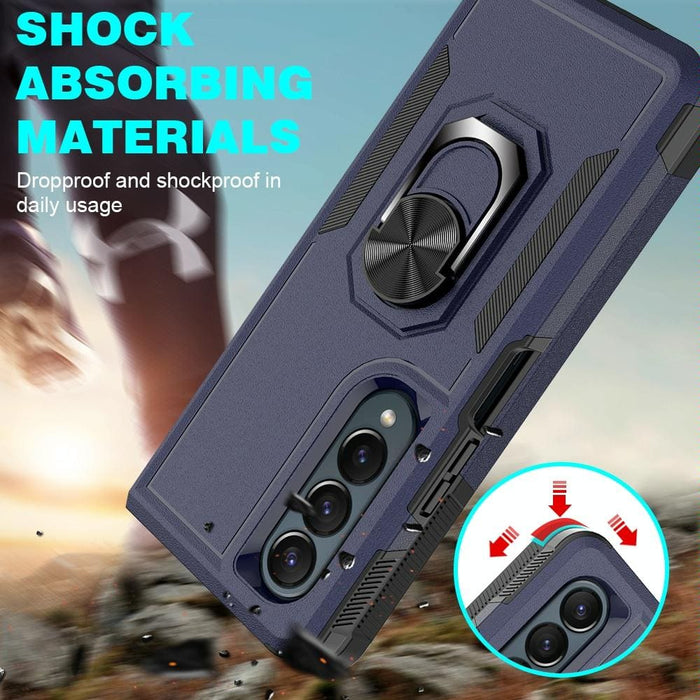 2 In 1 Pc Tpu Shockproof Case With Ring For Galaxy z Fold 4