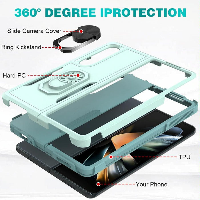 2 In 1 Pc Tpu Shockproof Case With Ring For Galaxy z Fold 4