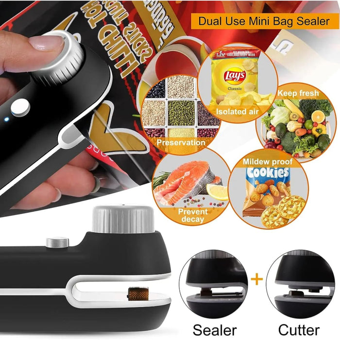 2 In 1 Rechargeable Mini Heat Sealer For Plastic Bags Usb