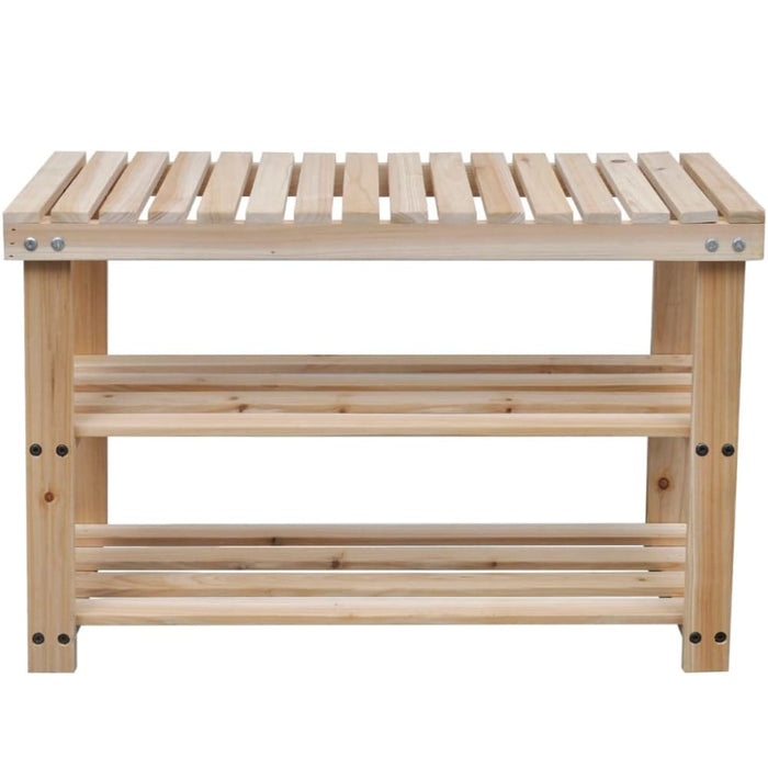 2-in-1 Shoe Rack With Bench Top 2 Pcs Solid Wood Xilbab