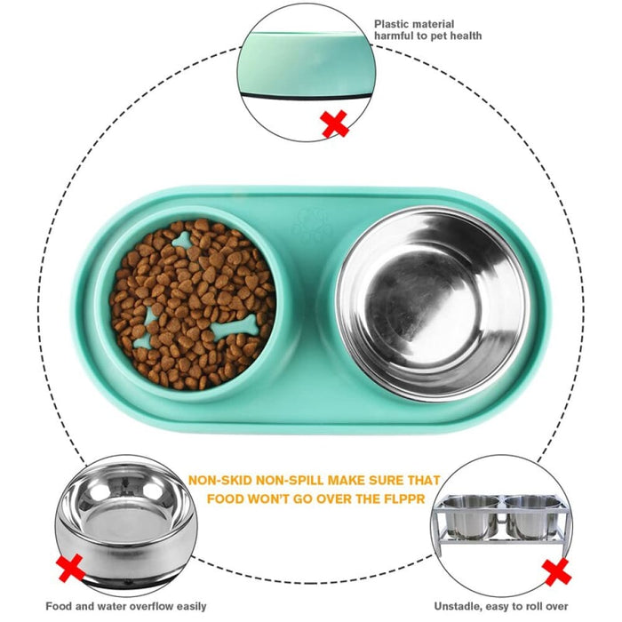 2-in-1 No-spill Detachable Slow Eating Food Water Pet Bowl