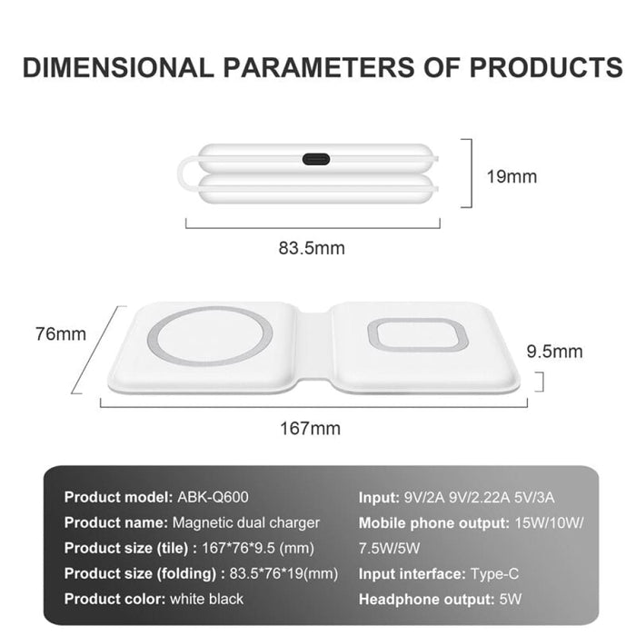 2 In 1 Qi Wireless Magnetic Charging Dock