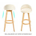 2 Set 72cm Beige Wooden Bar Stool Leila Fabric