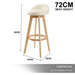 2 Set 72cm Beige Wooden Bar Stool Leila Fabric