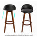 2 Set 72cm Black Brown Wooden Bar Stool Leila Leather