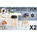 2 Set 72cm Black Wooden Bar Stool Leila Leather