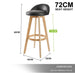 2 Set 72cm Black Wooden Bar Stool Leila Leather