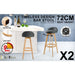 2 Set 72cm Grey Wooden Bar Stool Leila Fabric