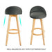 2 Set 72cm Grey Wooden Bar Stool Leila Fabric