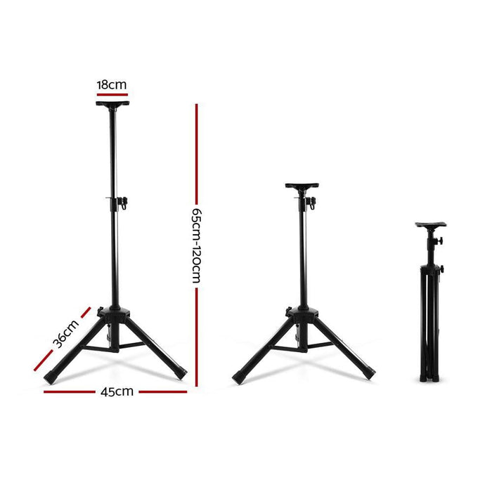 Set Of 2 Adjustable 120cm Speaker Stand - Black