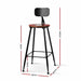 Set Of 2 Artiss Bar Stools Pinewood Metal - Black And Wood