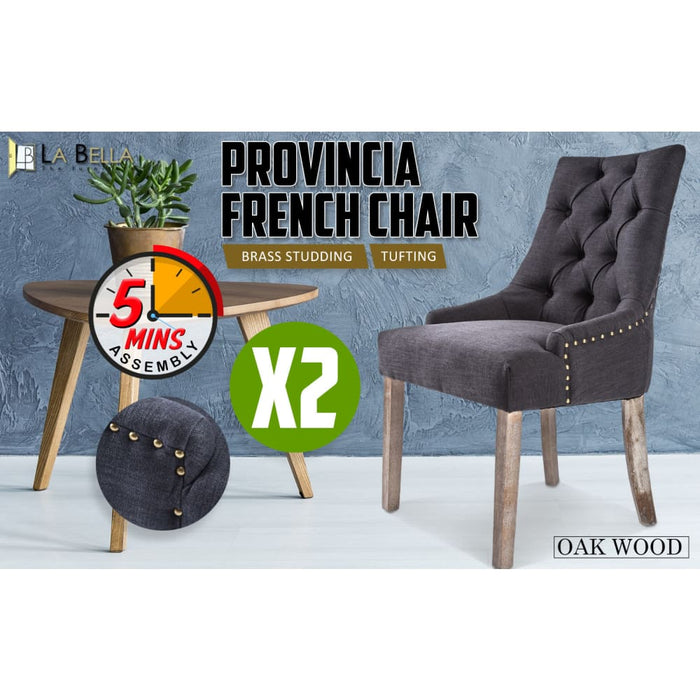 2 Set Black (charcoal) French Provincial Dining Chair Amour