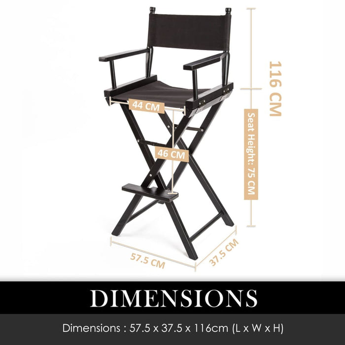 2 Set Black Folding Tall Chair Dark Humor Movie Director