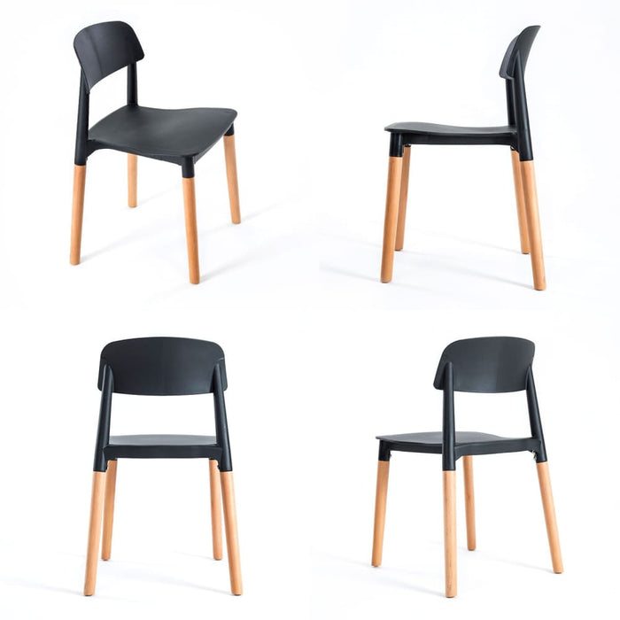 2 Set Black Retro Belloch Stackable Dining Cafe Chair