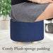 2 Set Dark Blue Fabric Ottoman Round Wooden Leg Foot Stool