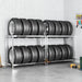 2-layer Tire Racks 2 Pcs Silver 110x40x110 Cm Steel Opxnkx